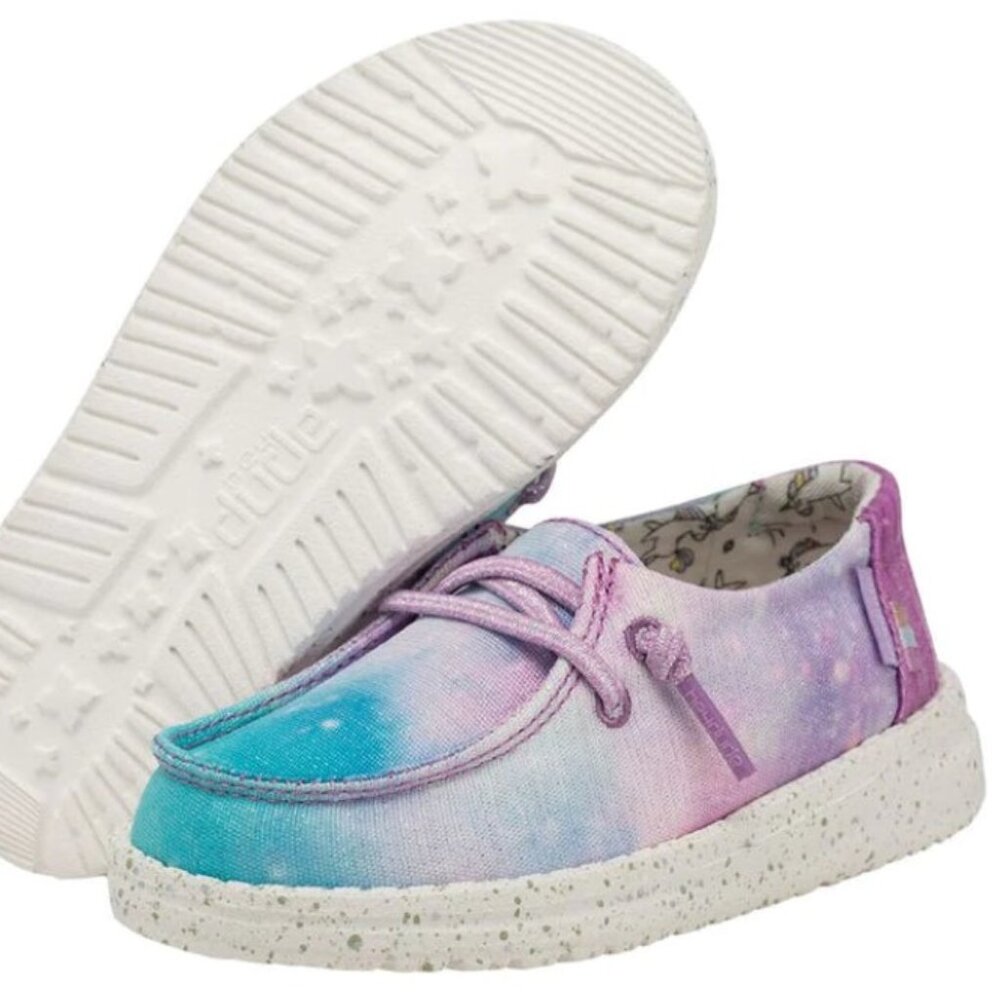 Hey Dude Kids Pastel Tie-Dye Slip-On Sneakers in Blue Purple Pink